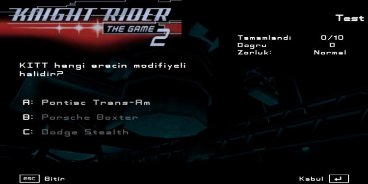 KNIGHT RIDER: THE GAME – TÜRKÇE YAMA v1.0